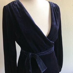 J. Crew | Navy Velvet Wrap Dress | Size 12